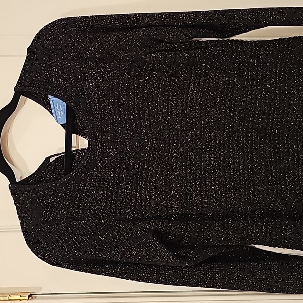 VERA WANG KNIT TUNIC BLACK SWEATER SPARKLY TOP LG